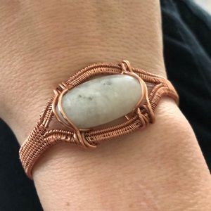 Rainbow moonstone cuff bracelet